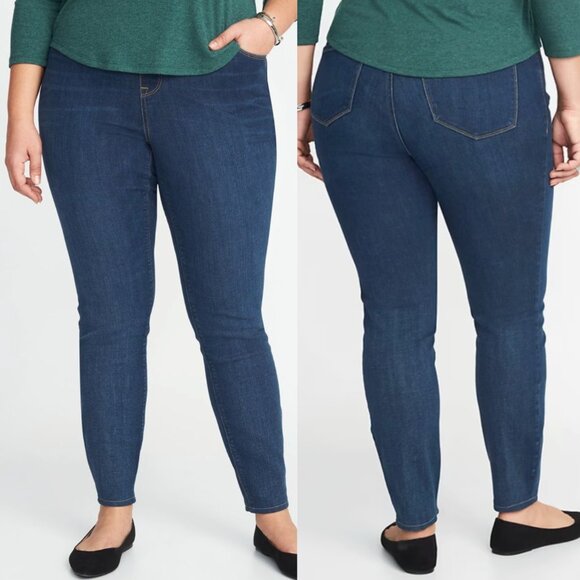 Old Navy Denim - NEW NWT OLD NAVY Plus Size High Waisted Rockstar Pull On Jeggings Dark Jeans 24